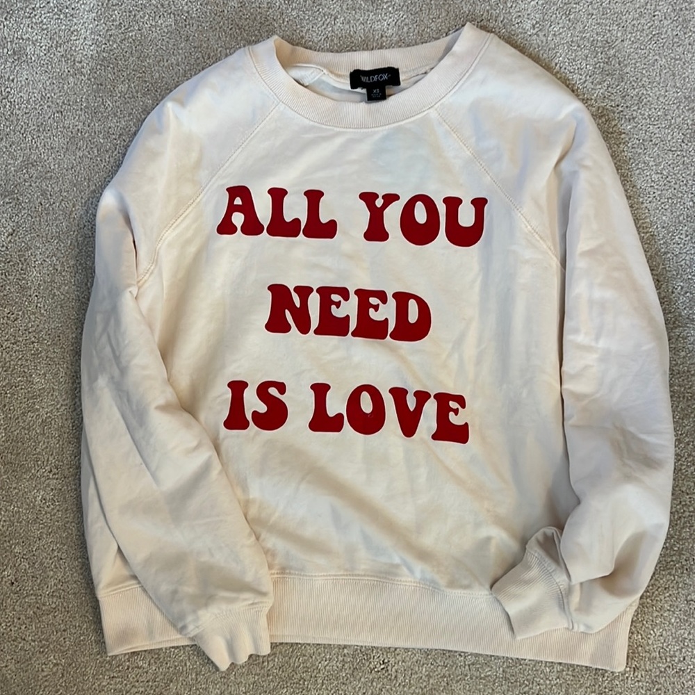 WILDFOX all you need is love crewneck NWT Size XS